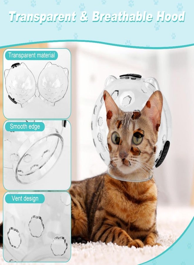 Saycker Cat Muzzle for Grooming, Transparent Cat Helmet with 4 Silicone Claw Covers, Adjustable Breathable Kitty Hood Anti Bite Bubble Astronaut Groomin Mask for Pet Bath Nail Trimming,S - Image 4